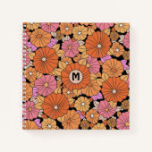 Groovy 1960s Hippie Flower Power Monogram Notitieboek (Voorkant)