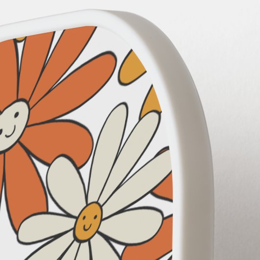 Groovy 1960s Hippie Flower Power Monogram Pickleball Paddle (Links Detail)