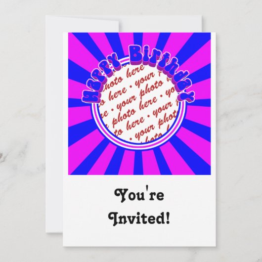 Groovy 1970's Retro Birthday Foto Lijst Kaart (Voorkant)