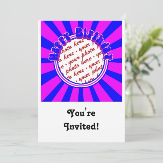 Groovy 1970's Retro Birthday Foto Lijst Kaart (Staand voorkant)