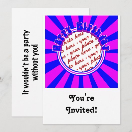 Groovy 1970's Retro Birthday Foto Lijst Kaart (Voorkant / Achterkant)