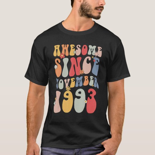 Groovy 1993 Geweldige sinds 29 november T-shirt (Voorkant)
