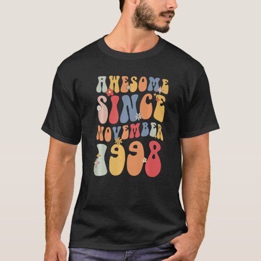 Groovy 1998 Geweldige sinds 24 november T-shirt (Voorkant)
