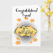 Groovy 1 jaar schone Kaart 12 stapsgewijze herdenk (Gele Bloem)