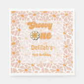 Groovy 1 retro  sinaasappel eerste verjaardag servet (Voorkant)