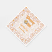 Groovy 1 retro  sinaasappel eerste verjaardag servet (Hoek)