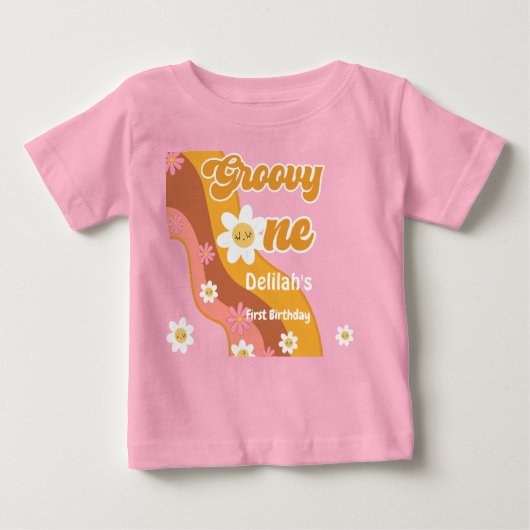 Groovy 1 retro vintage eerste verjaardag (Voorkant)