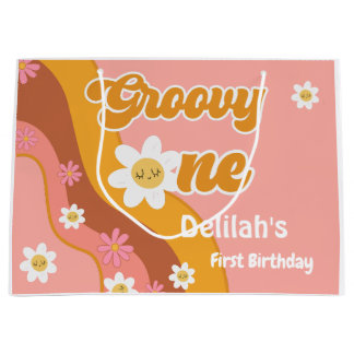 Groovy 1 retro vintage eerste verjaardag groot cadeauzakje