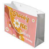 Groovy 1 retro vintage eerste verjaardag groot cadeauzakje (Achterkant Gekanteld)