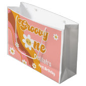 Groovy 1 retro vintage eerste verjaardag groot cadeauzakje (Voorkant Gekanteld)