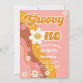 Groovy 1 retro vintage eerste verjaardag kaart (Voorkant)