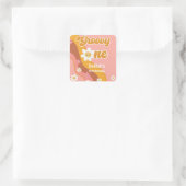 Groovy 1 retro vintage eerste verjaardag vierkante sticker (Tas)