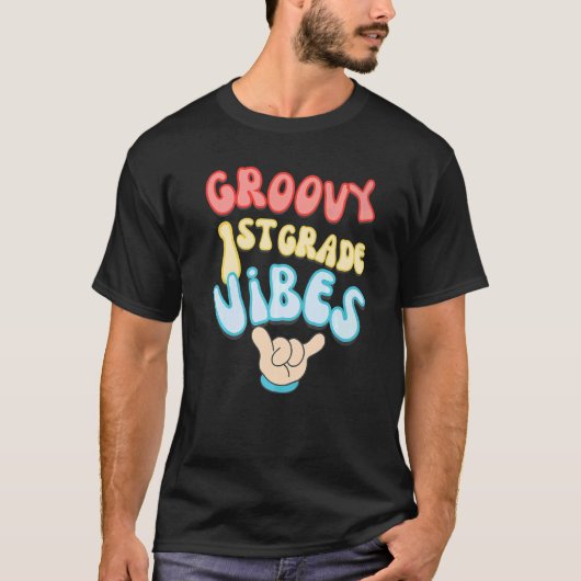 Groovy 1e graad Vibes Retro School T-shirt (Voorkant)