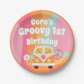 Groovy 1e verjaardag papieren bordje (Voorkant)