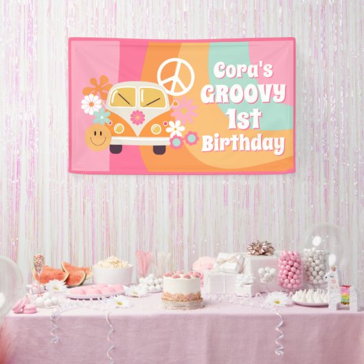 Groovy 1e verjaardag spandoek (Feest)