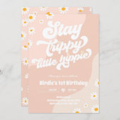 Groovy 1e verjaardag Verblijf Trippy Little Hippie Kaart (Voorkant / Achterkant)