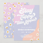 Groovy 1e verjaardag Verblijf Trippy Little Hippie Kaart (Voorkant / Achterkant)