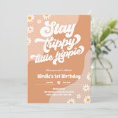 Groovy 1e verjaardag Verblijf Trippy Little Hippie Kaart (Staand voorkant)