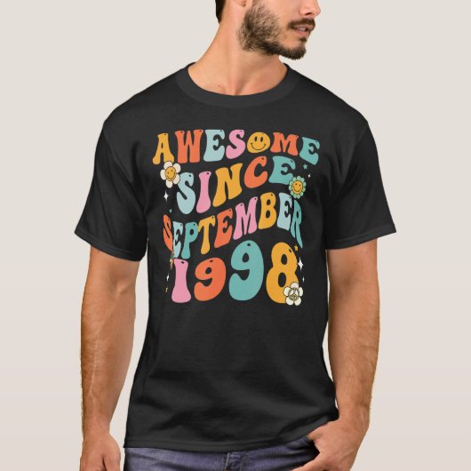 Groovy 24e verjaardag Geweldige sinds september 19 T-shirt (Voorkant)