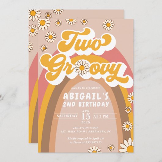 Groovy 2e uitnodiging (Voorkant / Achterkant)