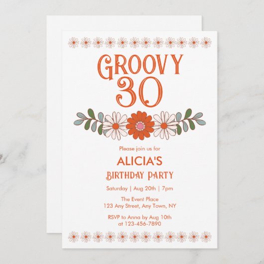 Groovy 30 Classic Daisy Hippie Flora Leaf Verjaard Kaart (Voorkant / Achterkant)