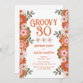 Groovy 30 Classic Hippie Flora Leaf Verjaardag Kaart (Voorkant / Achterkant)