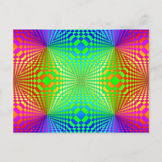 Groovy 3-D Retro Patroon Briefkaart (Voorkant)