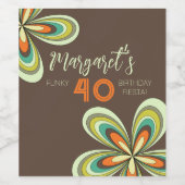 Groovy 40ste verjaardagsfeest 70s hippie bloem wijn etiket (Enkel label)