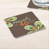 Groovy 40th Verjaardagsfeest 70s Hippie Flower Kartonnen Onderzetters (Schuin)