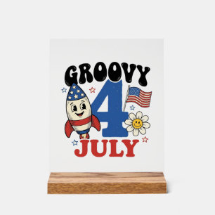 Groovy 4 juli raket patriottisch shirt ontwerp_1 acryl bord
