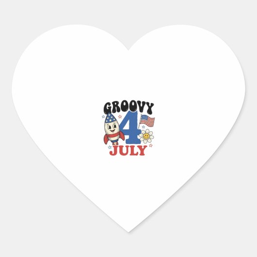 Groovy 4 juli raket patriottisch shirt ontwerp_1 hart sticker (Voorkant)