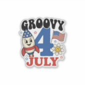 Groovy 4 juli raket patriottisch shirt ontwerp_1 sticker (Voorkant)