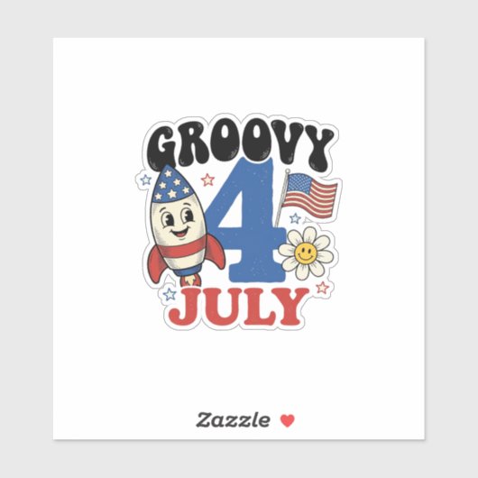 Groovy 4 juli raket patriottisch shirt ontwerp_1 sticker (Vel)