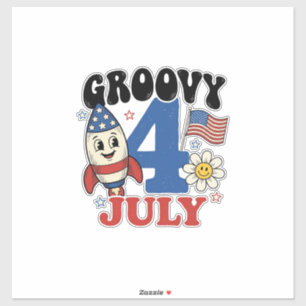Groovy 4 juli raket patriottisch shirt ontwerp_1 sticker
