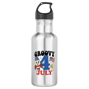 Groovy 4 juli raket patriottisch shirt ontwerp_1 waterfles 