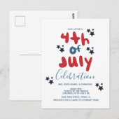 Groovy 4 juli Stars BBQ Flyer Invitation Briefkaart (Voorkant / Achterkant)