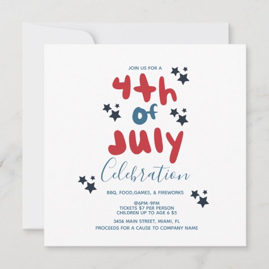 Groovy 4 juli Stars BBQ Flyer Uitnodiging (Voorkant)