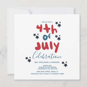Groovy 4 juli Stars BBQ Flyer Uitnodiging  