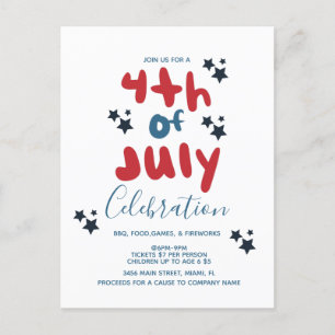 Groovy 4 juli sterren BBQ Flyer uitnodiging 