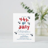 Groovy 4 juli sterren BBQ Flyer uitnodiging (Staand voorkant)