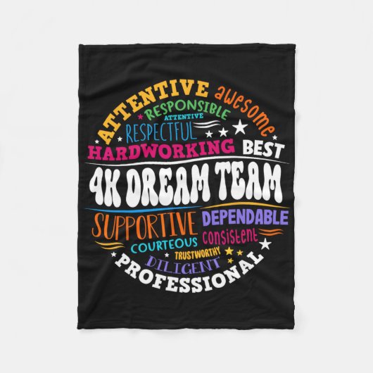 Groovy 4k Dream Team Teacher Kindergarten Kinder E Fleece Deken (Voorkant)