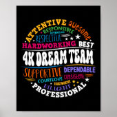 Groovy 4k Dream Team Teacher Kindergarten Kinder E Poster (Voorkant)