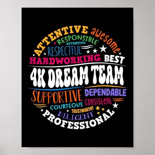 Groovy 4k droomteam leraar kleuterschool kinderen  poster (Voorkant)
