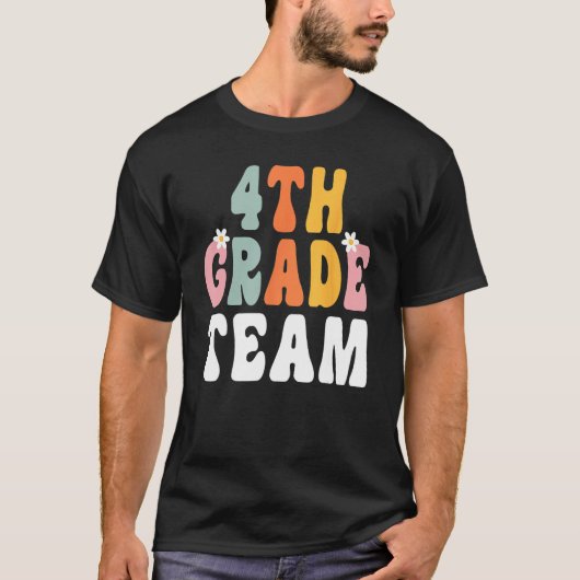 Groovy 4th Grade Team Teacher Student Back To Sch T-shirt (Voorkant)