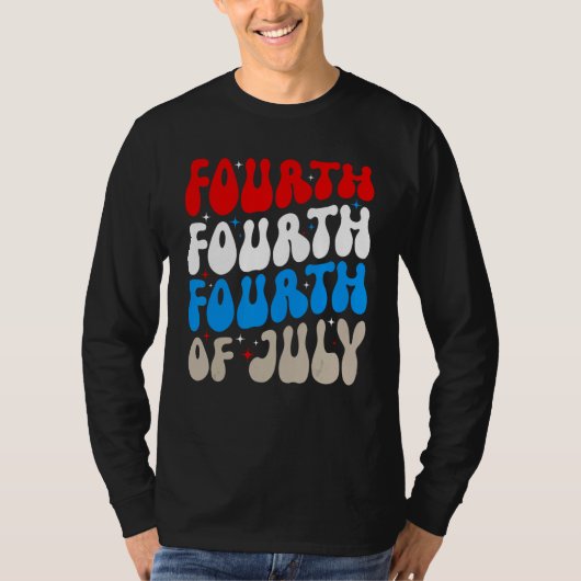 Groovy 4th Of July Merica Patriotic American Flag T-shirt (Voorkant)