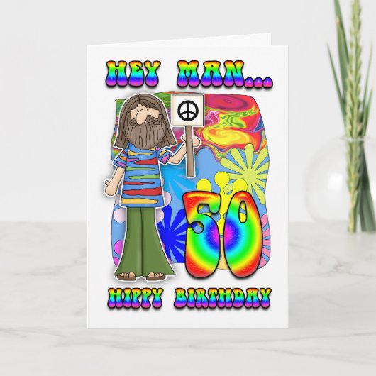 Groovy 50e verjaardag - Hippy verjaardag Kaart (Voorkant)