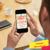 Groovy 5e verjaardag uitnodiging - beige, rood, re