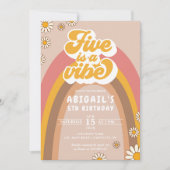 Groovy 5th Birthday Hippie Invitation Kaart (Voorkant)