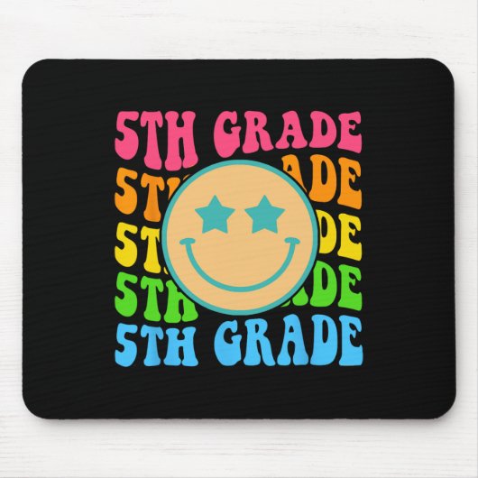 Groovy 5th Grade Vibes Face Retro Teachers Back Muismat (Voorkant)