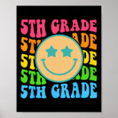 Groovy 5th Grade Vibes Face Retro Teachers Back Poster (Voorkant)